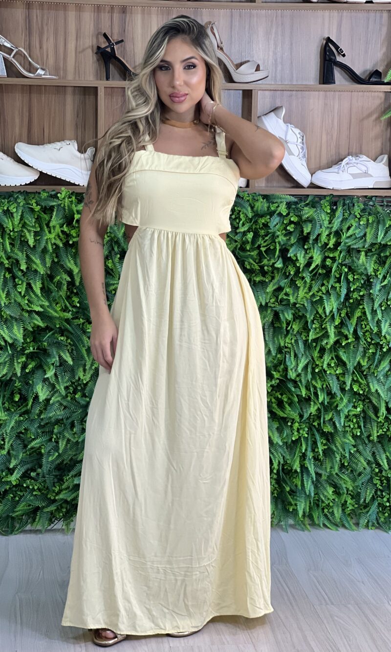 vestido longo pietra amarelo