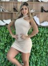 vestido rebecca bege