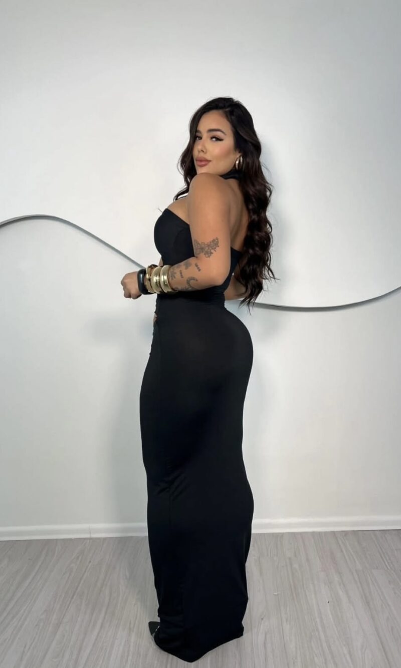 vestido longo claudinha preto