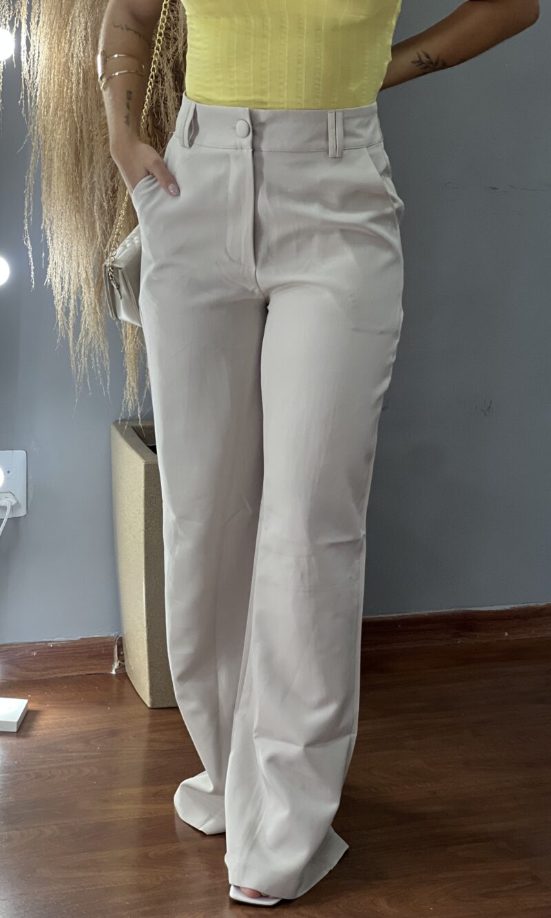 calca pantalona social marfim