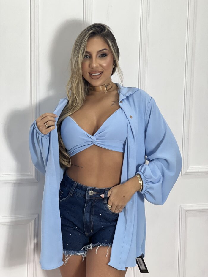 chemise com cropped azul bb