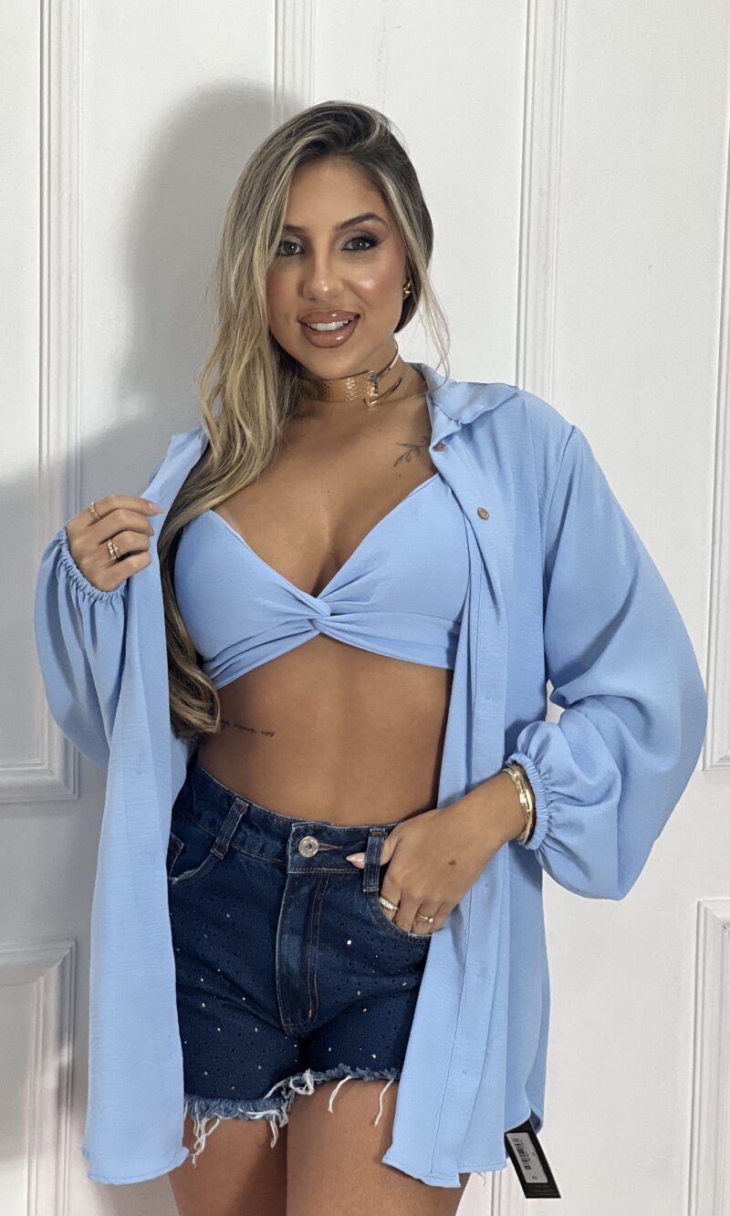 chemise com cropped azul bb