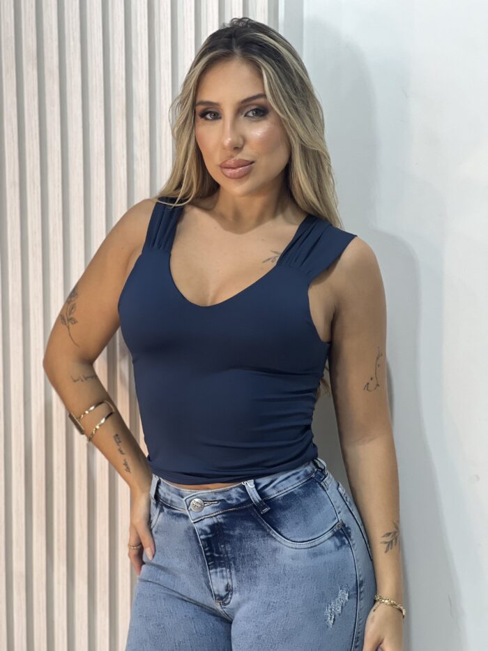cropped julye azul marinho