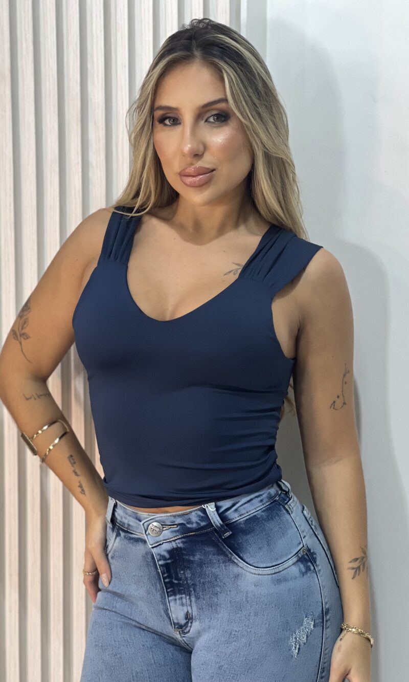 cropped julye azul marinho