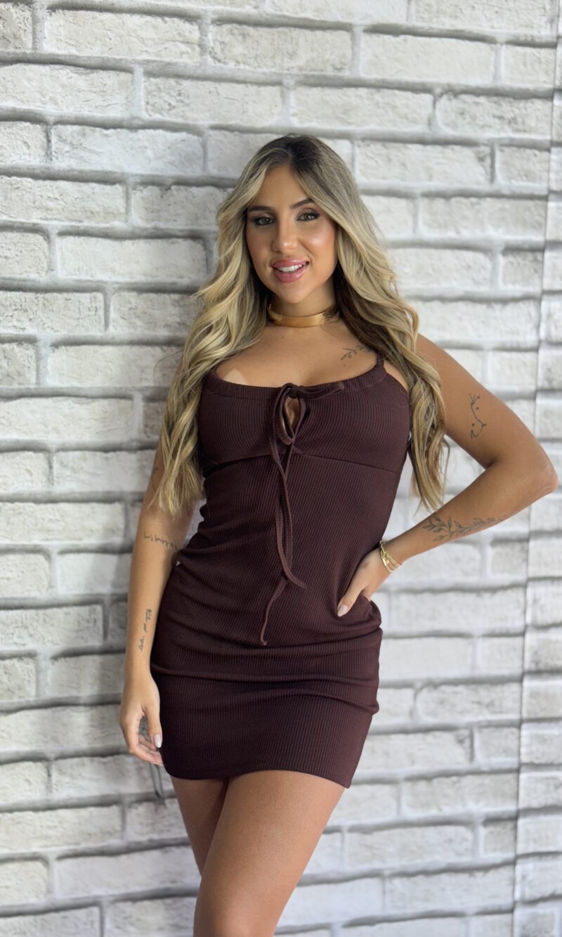 vestido katy marrom