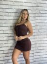 vestido katy marrom