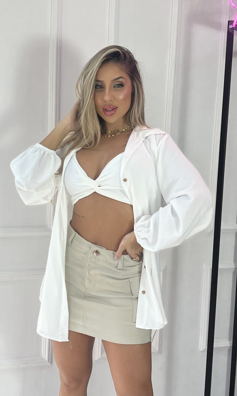 chemise com cropped off white