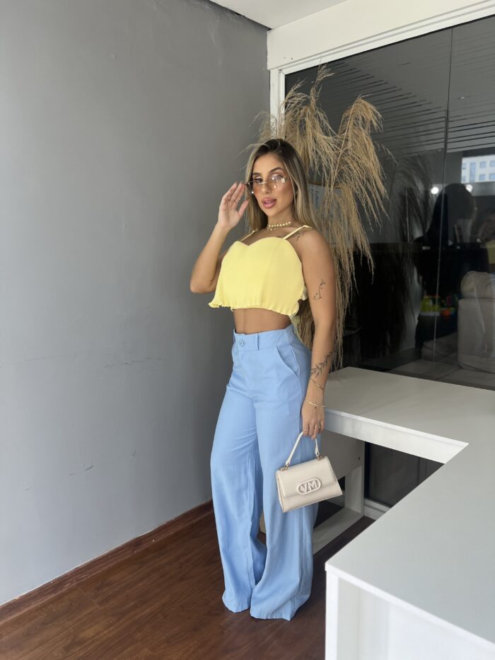 calca pantalona paola azul calca pantalona paola azul