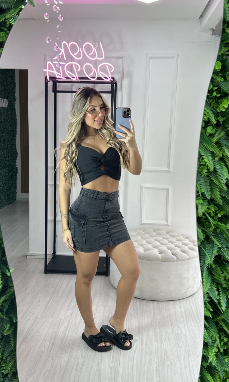 saia jeans cargo lori new black