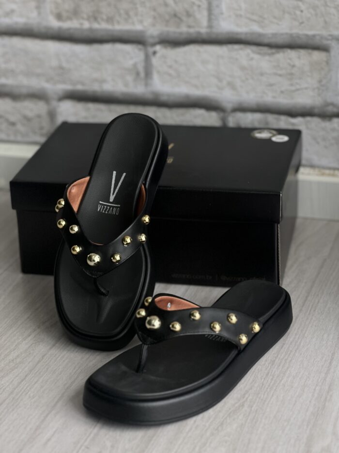 chinelo rasteira tachas preto vizzano 6506 106 chinelo rasteira tachas preto vizzano 6506 106