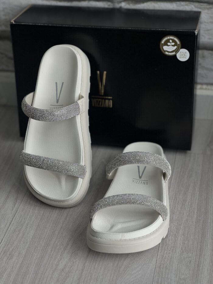 papete 2 tiras brilho off white vizzano 6459 110
