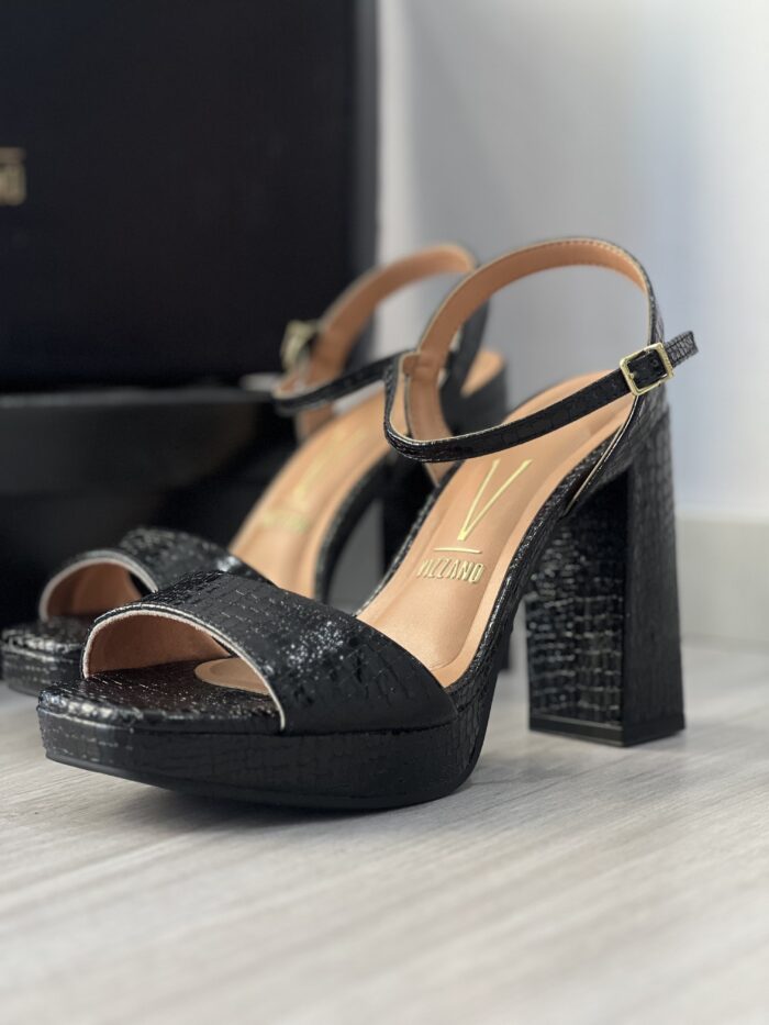 sandalia london salto bloco croco preto vizzano 6551 100 sandalia london salto bloco croco preto vizzano 6551 100