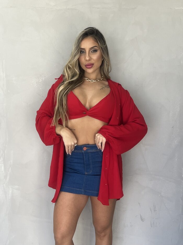 chemise com cropped vermelho chemise com cropped vermelho
