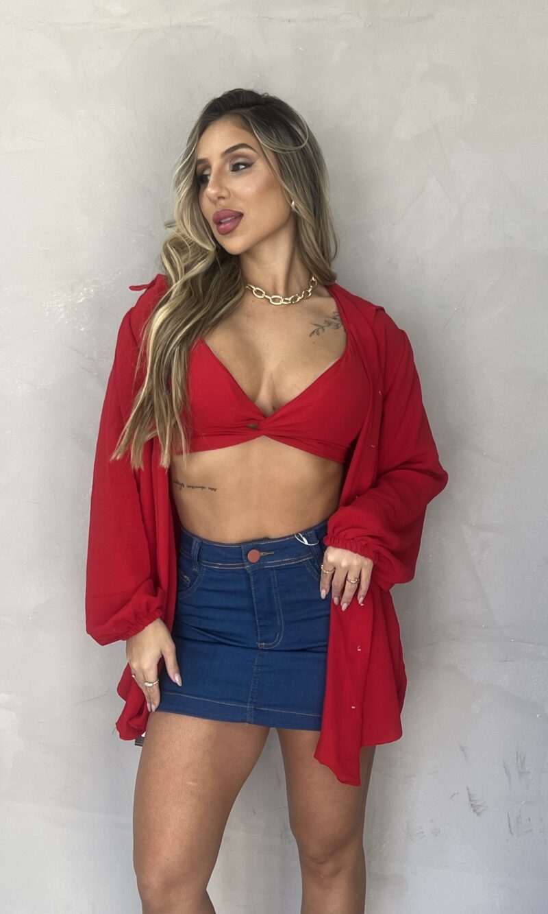 chemise com cropped vermelho