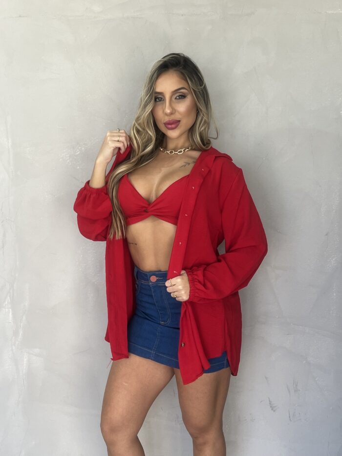 chemise com cropped vermelho chemise com cropped vermelho