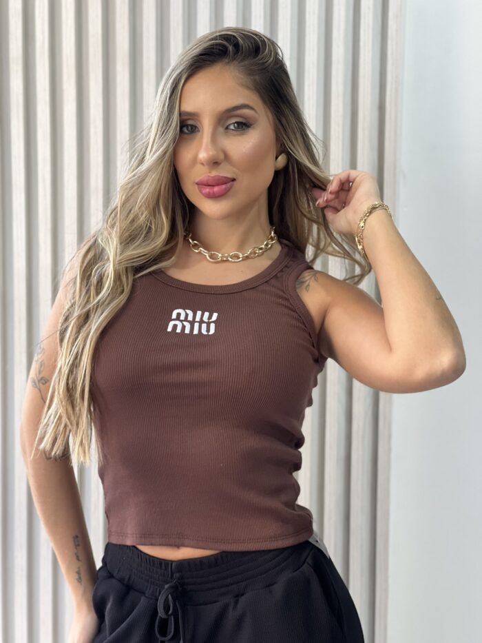 regata miu miu marrom regata miu miu marrom