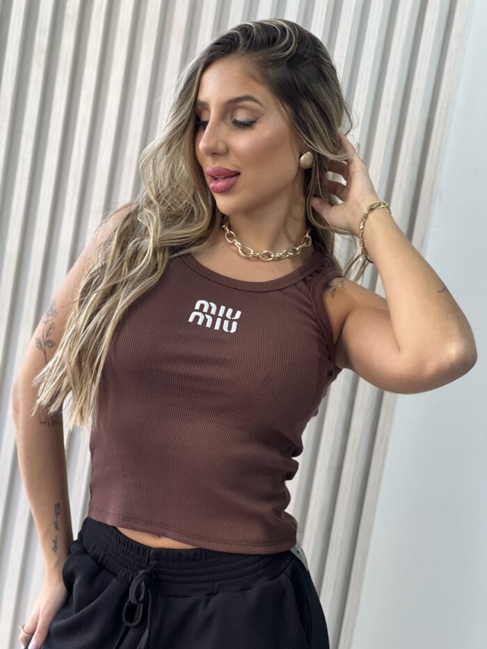 regata miu miu marrom regata miu miu marrom