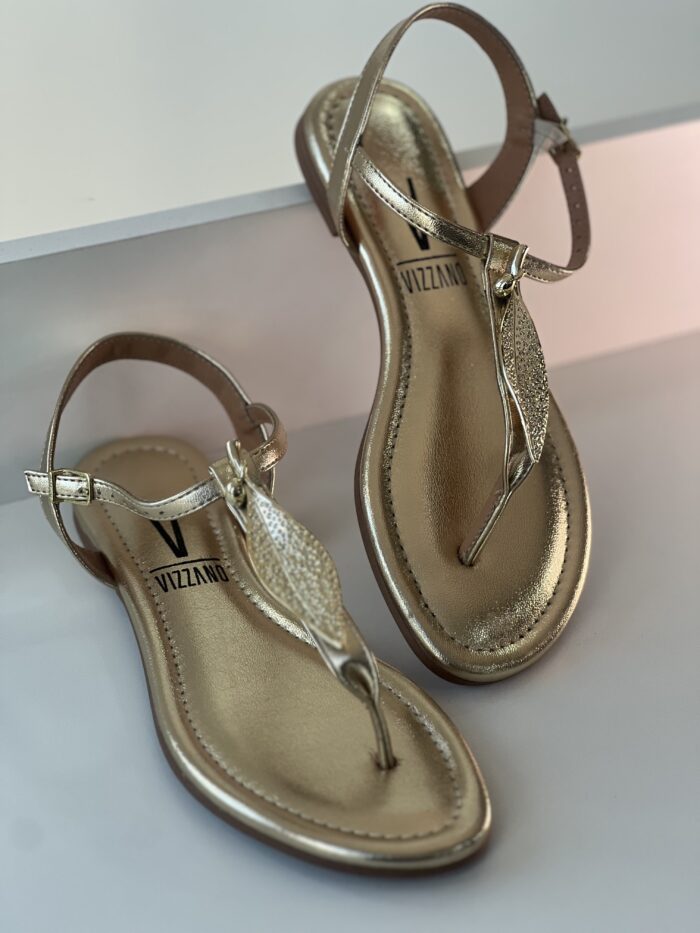 rasteira folha dourado vizzano 6371 174 rasteira folha dourado vizzano 6371 174