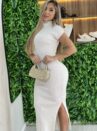 vestido midi modal ligia rosa bebe