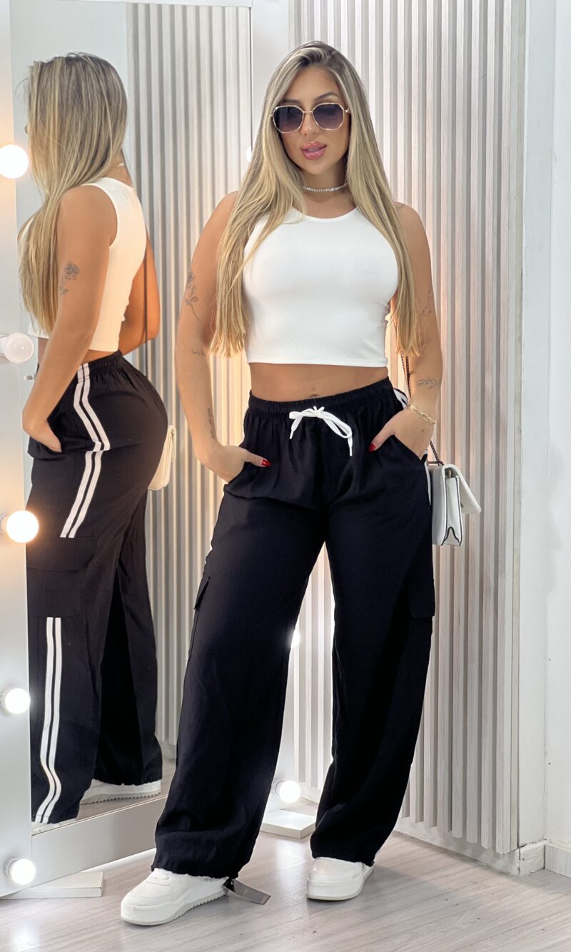 calca pantalona jogger yas preto