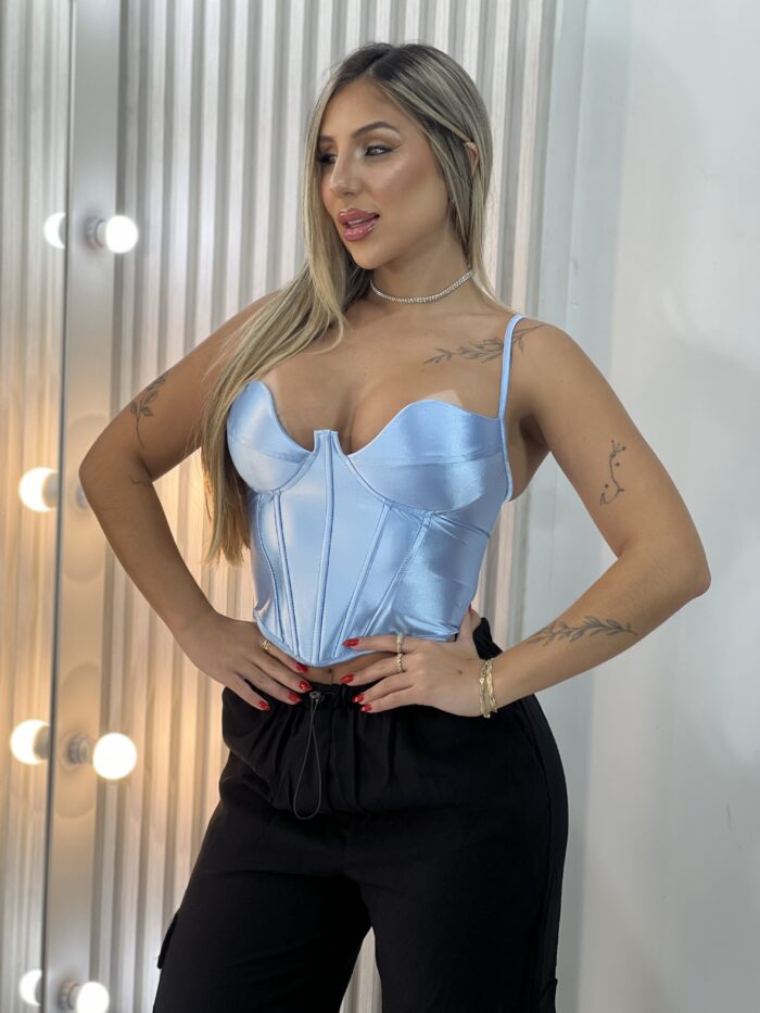 cropped corselet cintilante lara azul cropped corselet cintilante lara azul