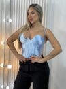 cropped corselet cintilante lara azul