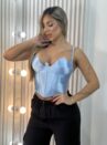 cropped corselet cintilante lara azul