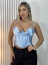cropped corselet cintilante lara azul