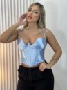 cropped corselet cintilante lara azul