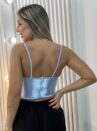 cropped corselet cintilante lara azul