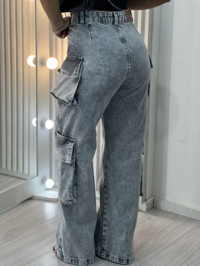 calça jeans wide leg cargo mira calça jeans wide leg cargo mira