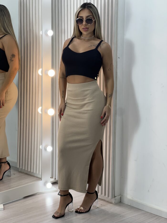 saia midi petra bege saia midi petra bege