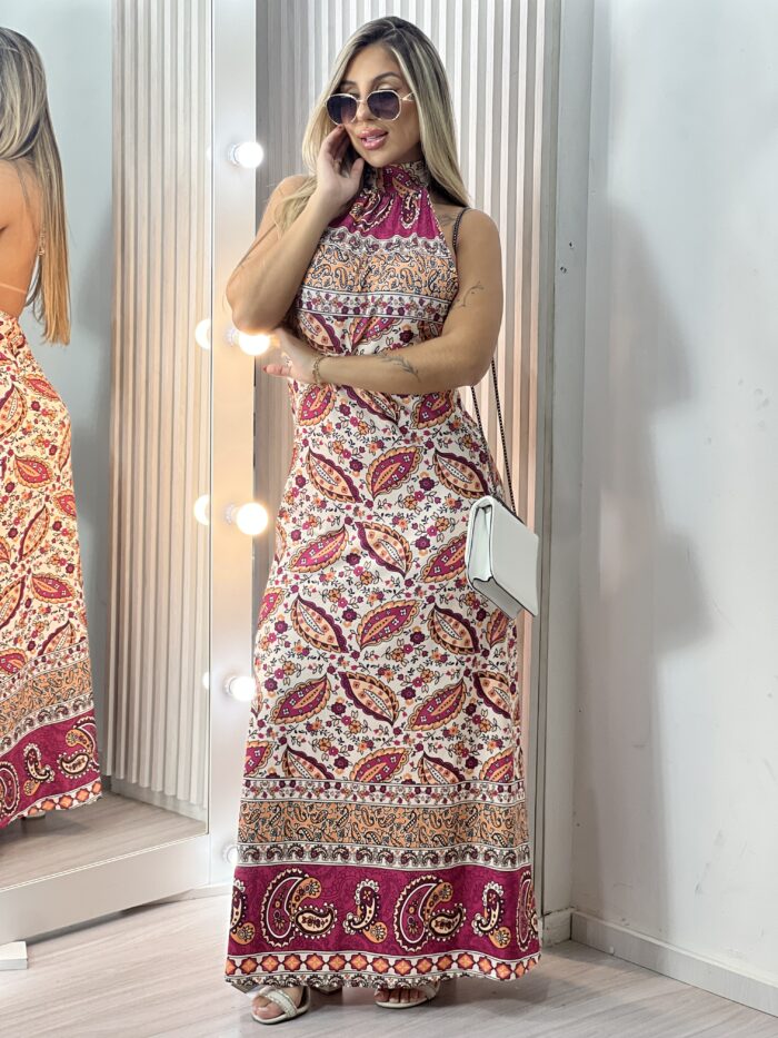 vestido longo lorena rosa