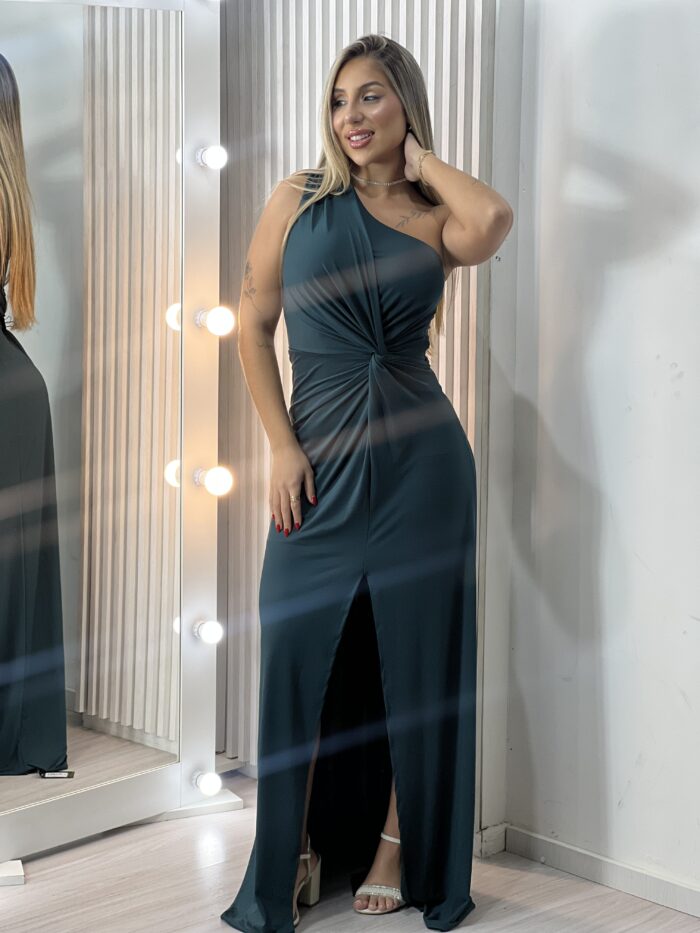 vestido longo esmeralda verde