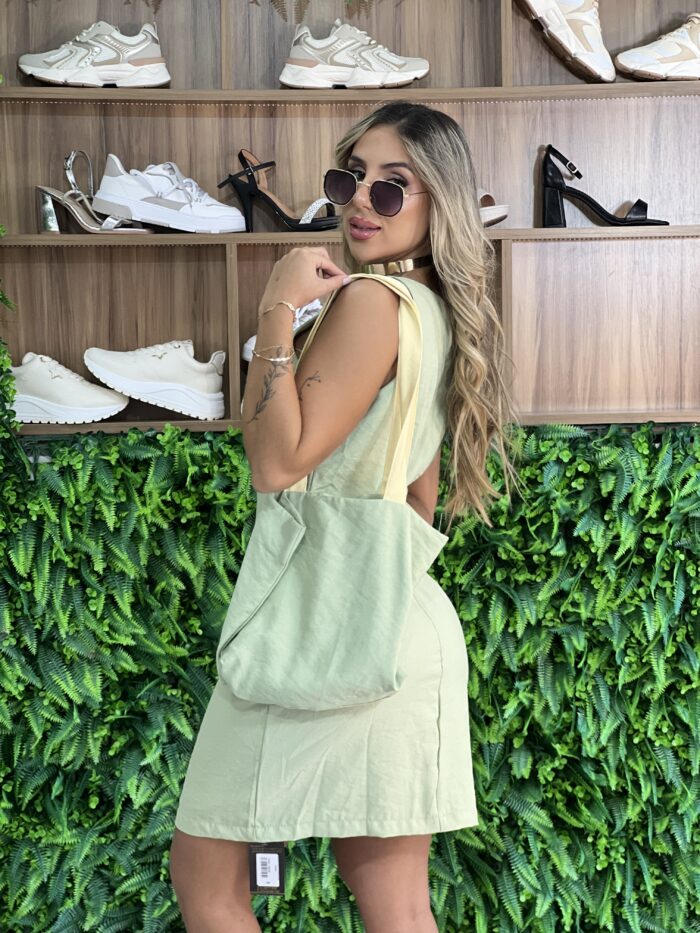 vestido mila com bolsa verde vestido mila com bolsa verde