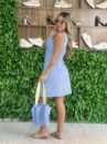 vestido mila com bolso azul