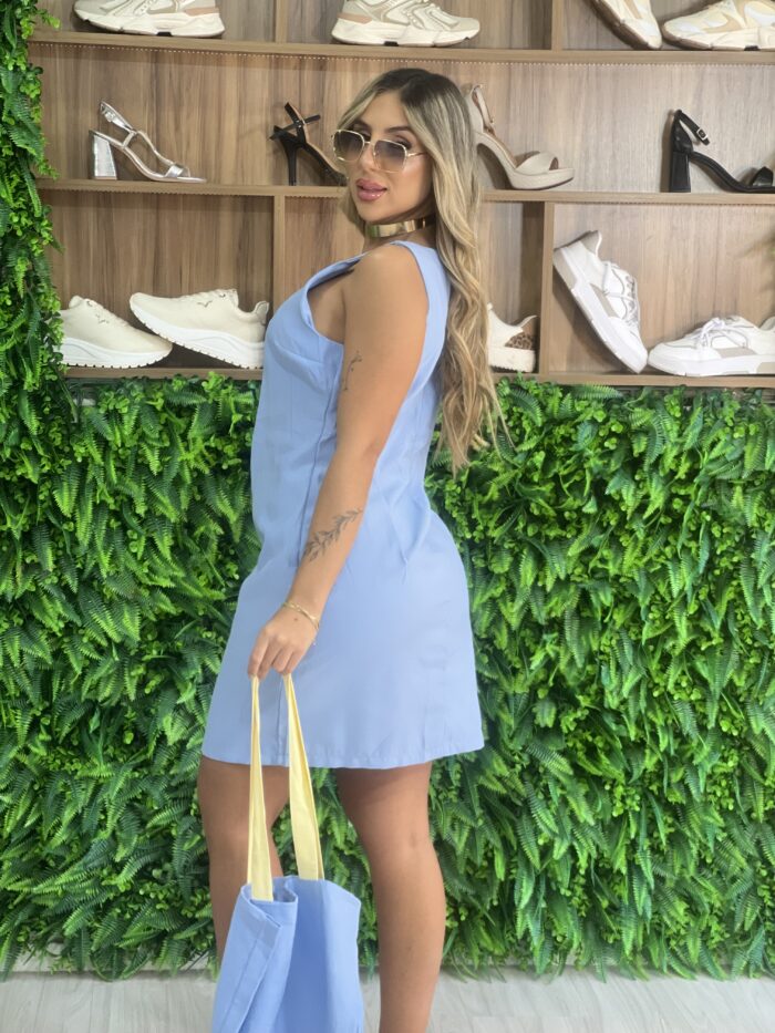 vestido mila com bolso azul vestido mila com bolso azul