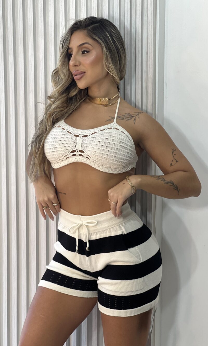 conjunto modal listrado preto