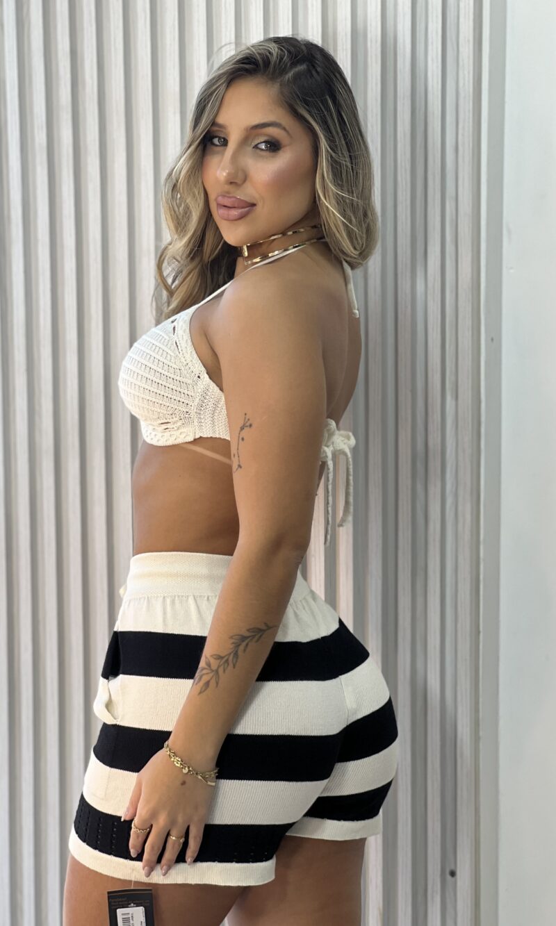 conjunto modal listrado preto