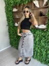 saia midi jeans botoes