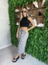 saia midi jeans botoes