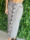 saia midi jeans botoes