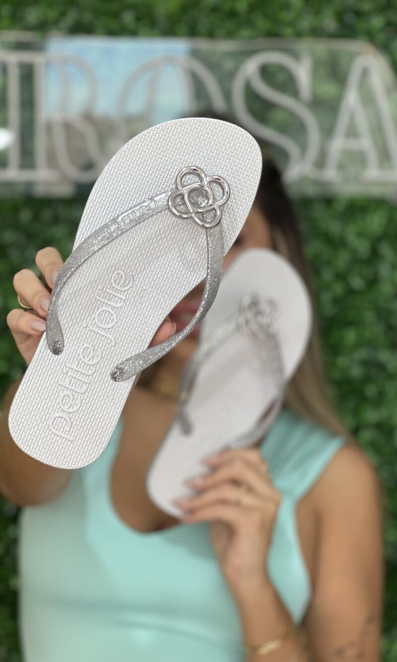 chinelo glitter prata petite jolie pj7704