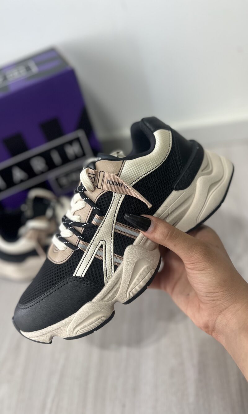 tenis dupla sport preto bege ramarim 25 90206