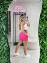 conjunto fitness mirela luxxo rosa branco