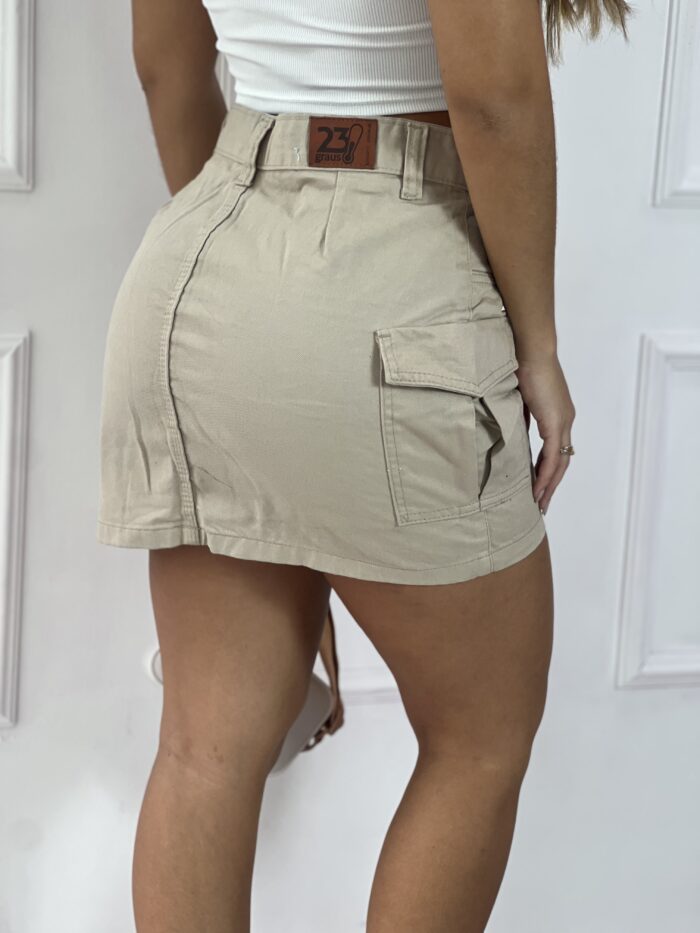saia jeans cargo bege 23 graus saia jeans cargo bege 23 graus