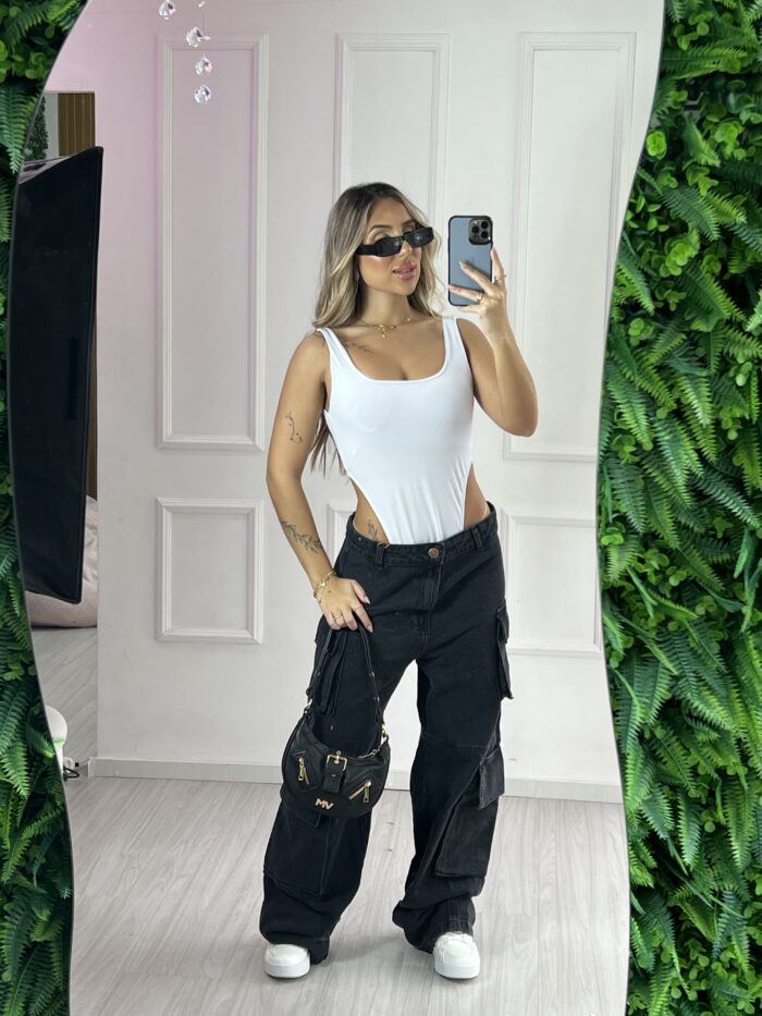 calca jeans wide leg cargo viky 23 graus calca jeans wide leg cargo viky 23 graus