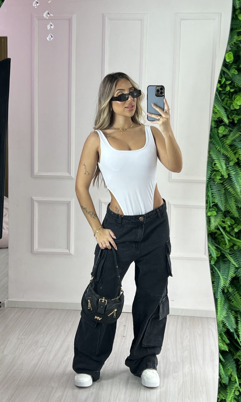 calca jeans wide leg cargo viky 23 graus calca jeans wide leg cargo viky 23 graus
