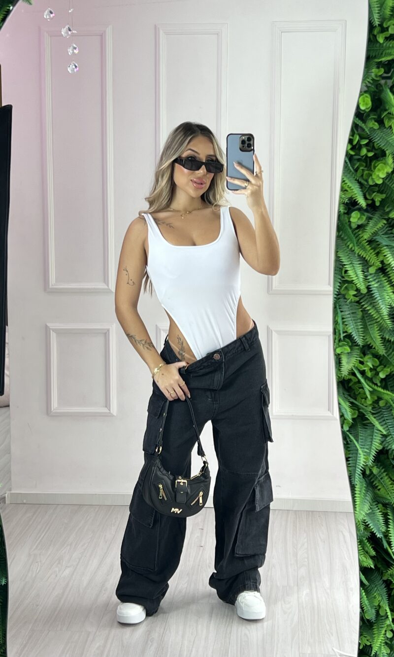 calca jeans wide leg cargo viky 23 graus