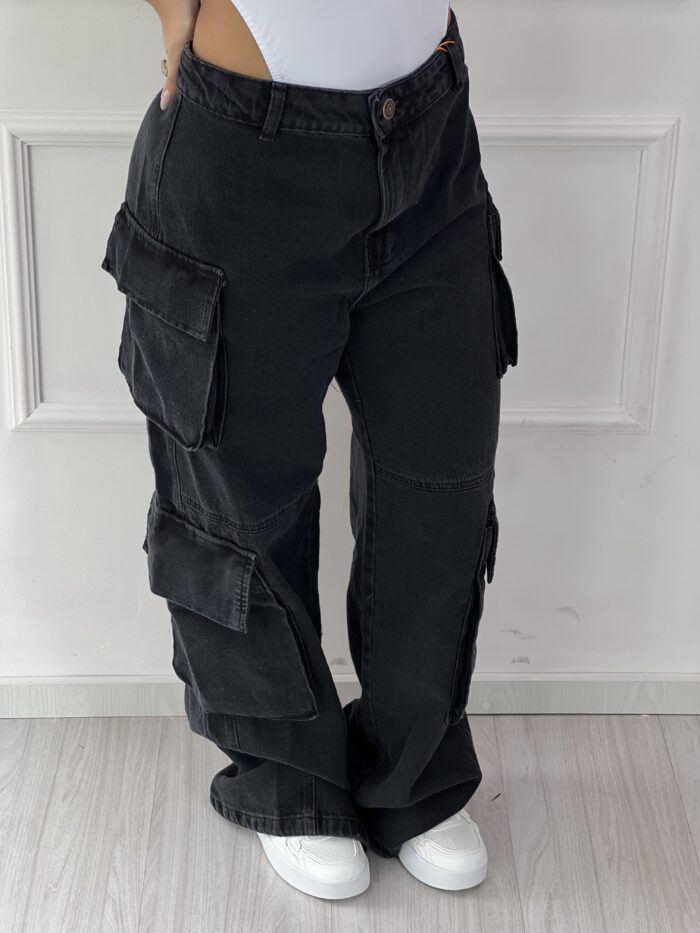 calca jeans wide leg cargo viky 23 graus calca jeans wide leg cargo viky 23 graus